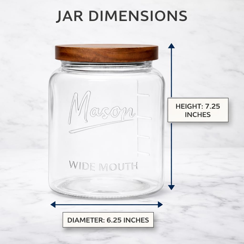 Kitchentoolz glass jar shows measurement markings for easy portioning.