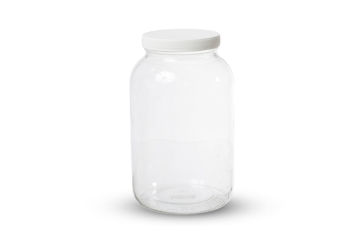 Kitchentoolz kombucha fermentation setup using a wide-mouth jar.
