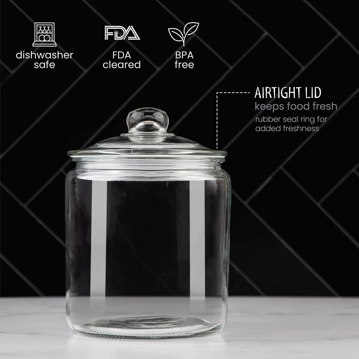 Kitchentoolz large-capacity jar on shelf with cookies demonstrates storage efficiency