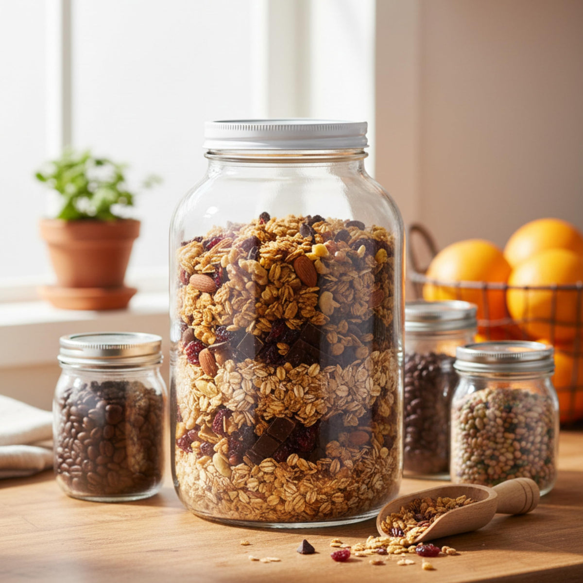 Kitchentoolz large glass jar with lid versatile for crafts.