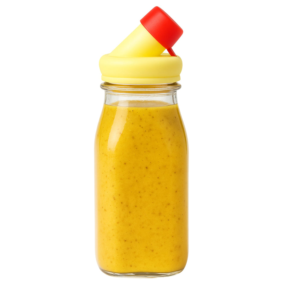 Kitchentoolz salad dressing shaker bottle with glass body for easy vinaigrette prep.