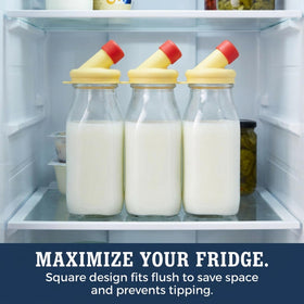 Kitchentoolz square carafe-style bottle fits in the fridge