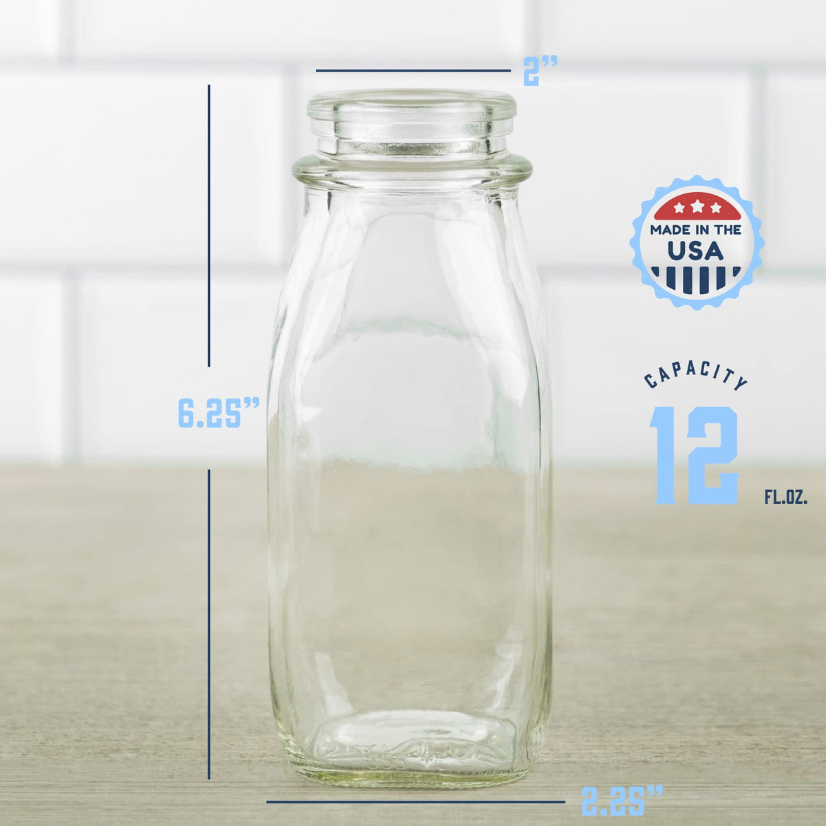 Kitchentoolz square glass bottle with lid for fresh milk storage