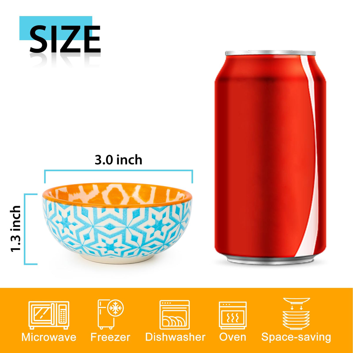 KitchenTour 2.7oz dip dishes 6-pack highlighting compact size for individual servings.
