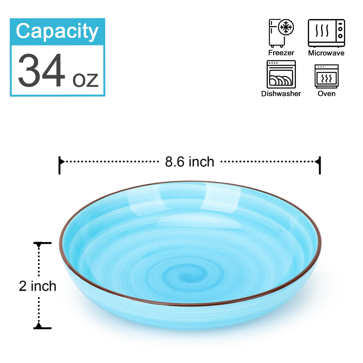 KitchenTour ceramic salad bowls with 8.6-inch wide opening for greens and grains