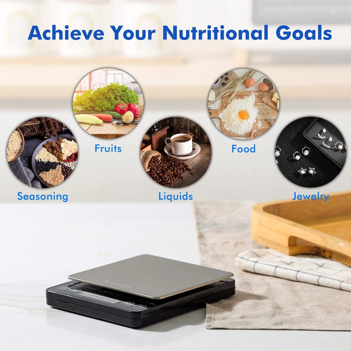 KitchenTour digital scale for jewelry weighing with accurate results.