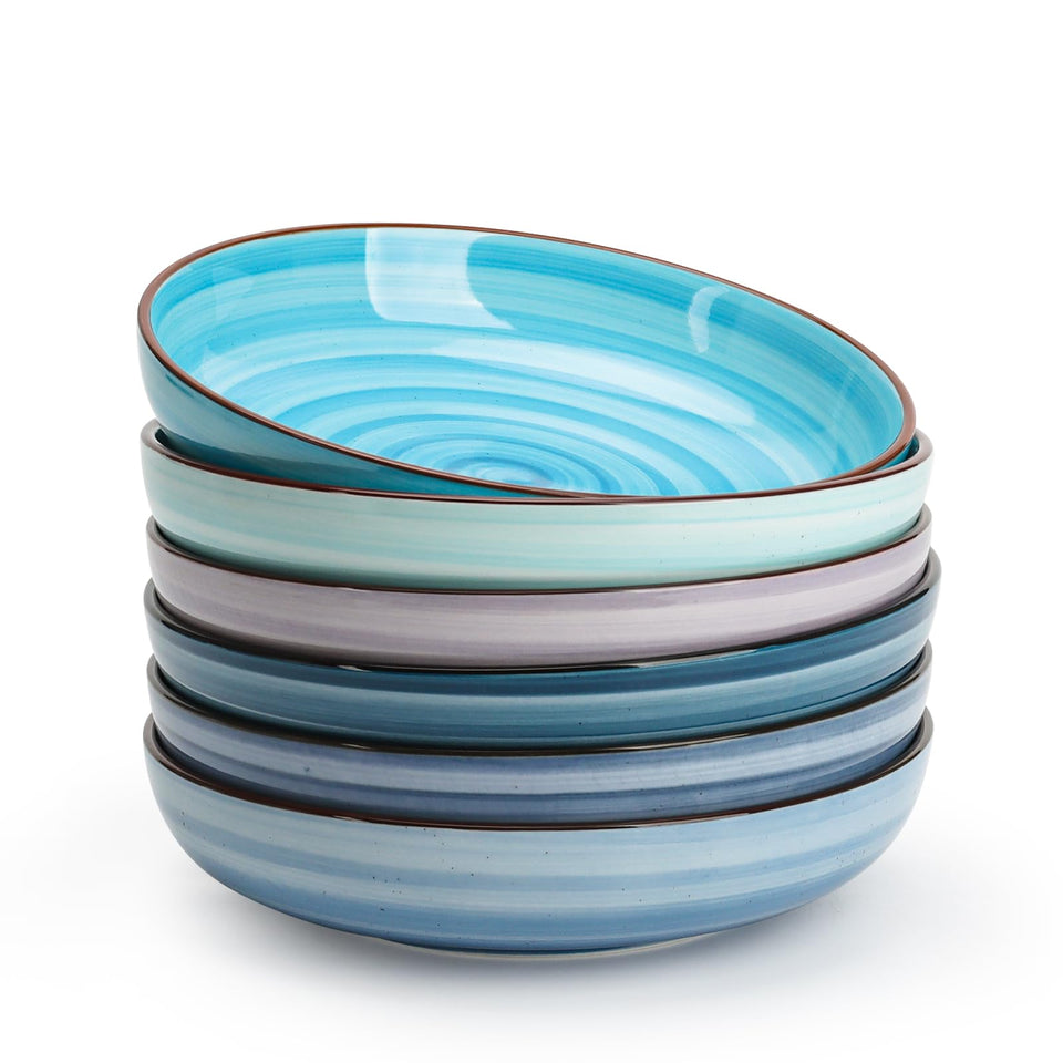 KitchenTour large pasta bowls in a six-pack, ideal for hearty servings of pasta