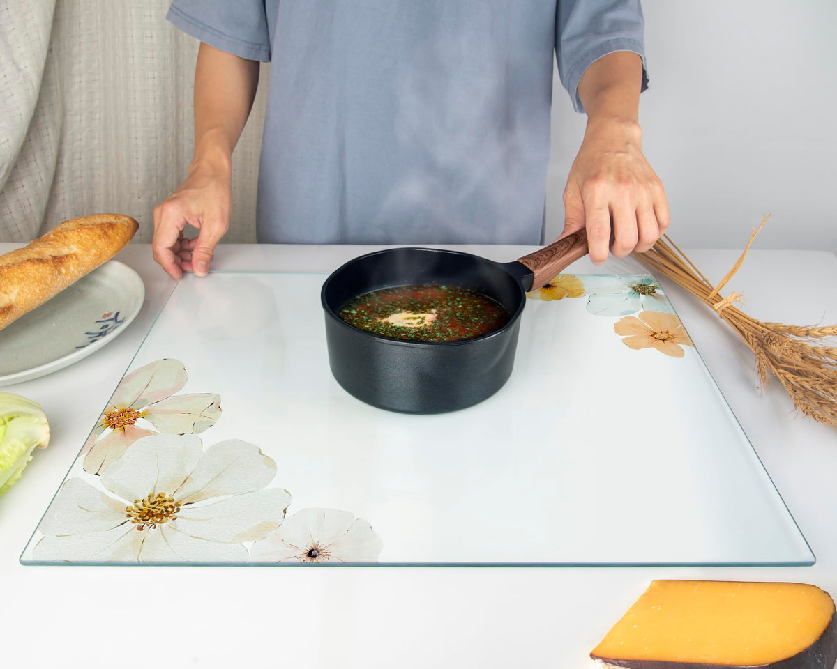 Kitchenville glass cutting board hygienic non-porous surface cleans quickly after prep