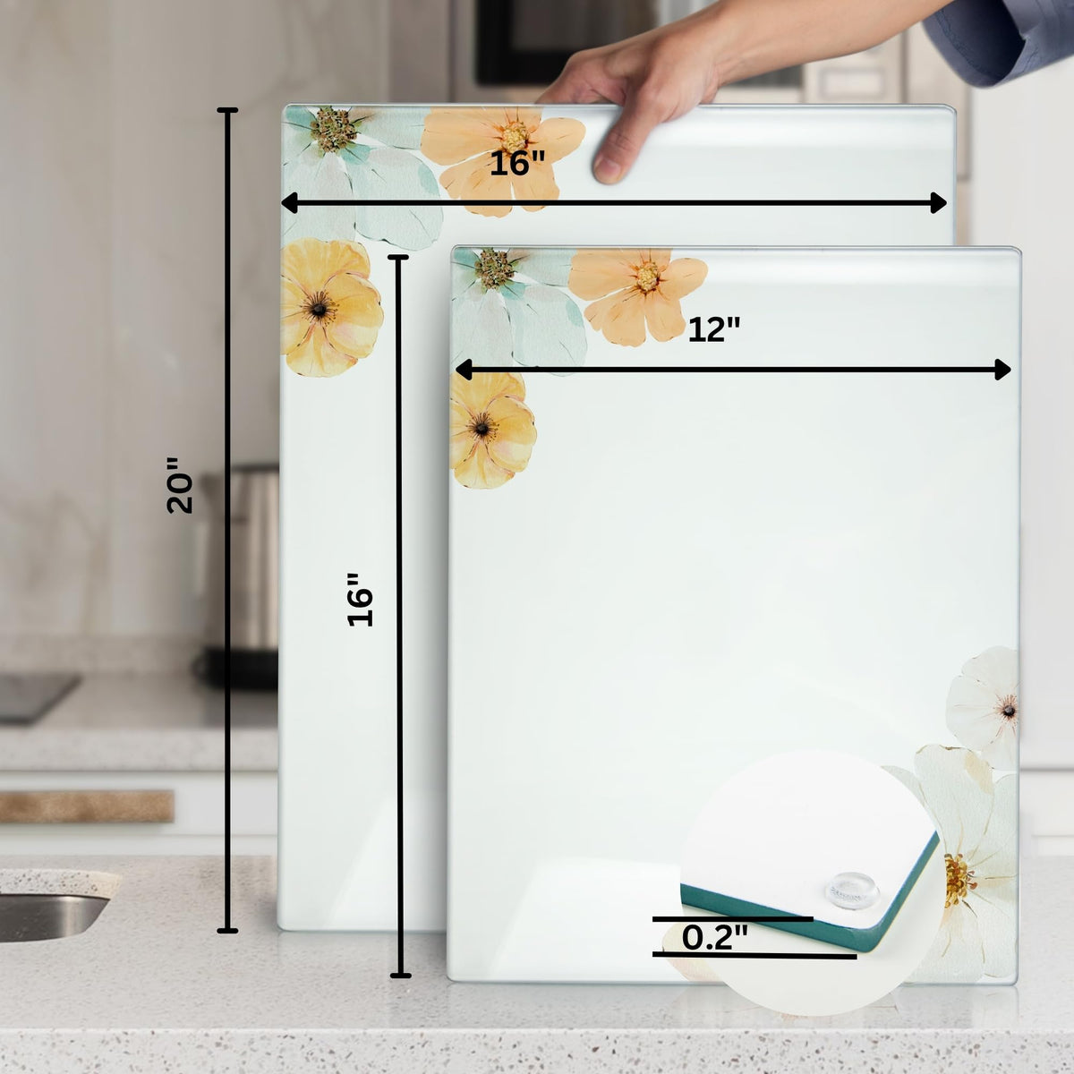 Kitchenville glass cutting board heat-protection surface helps shield counters from hot pans