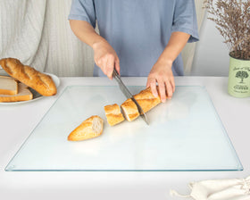 Kitchenville glass cutting board non-porous surface resists odors and stains for easy cleaning