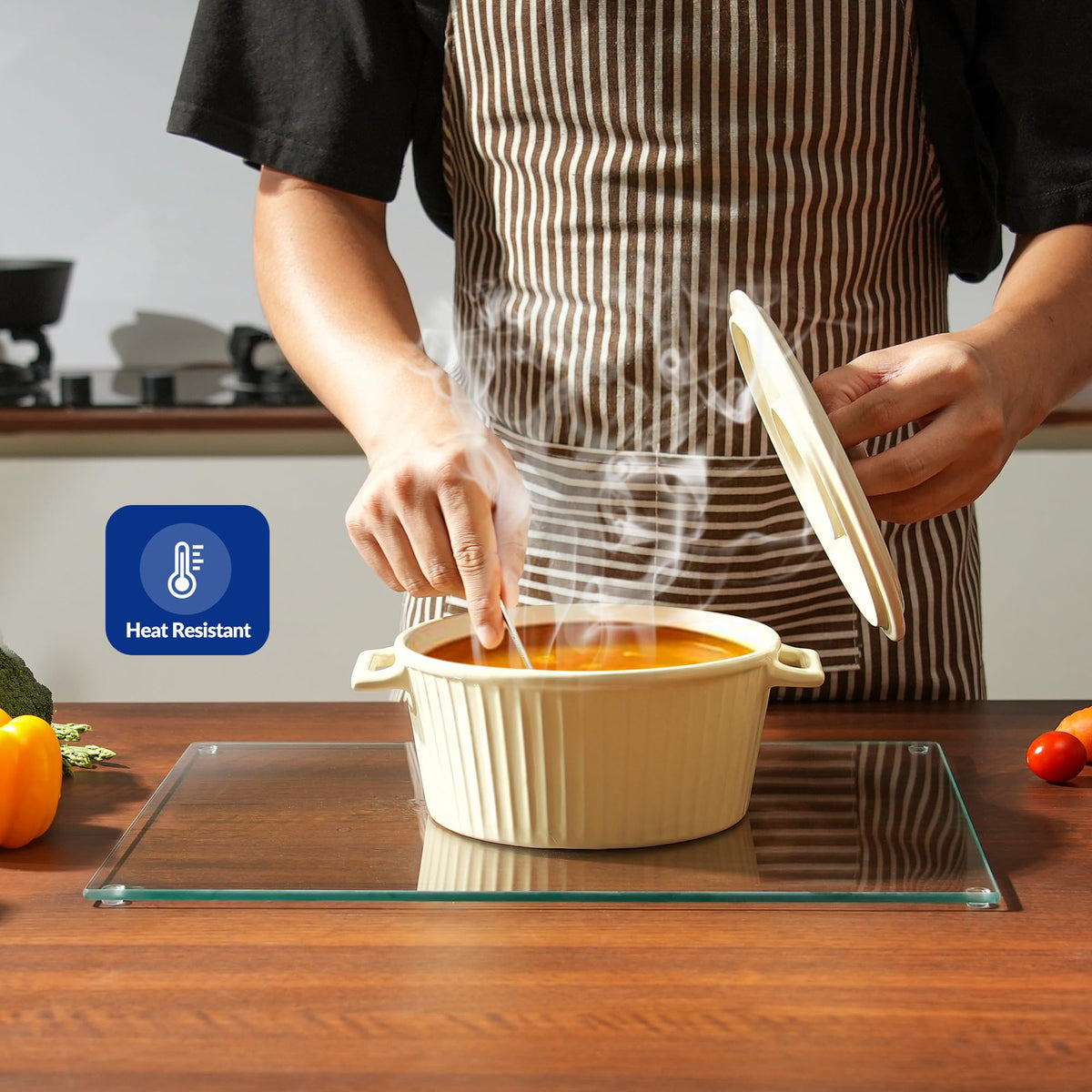 Kitchenville glass cutting board rounded polished edges prevent scrapes on counters