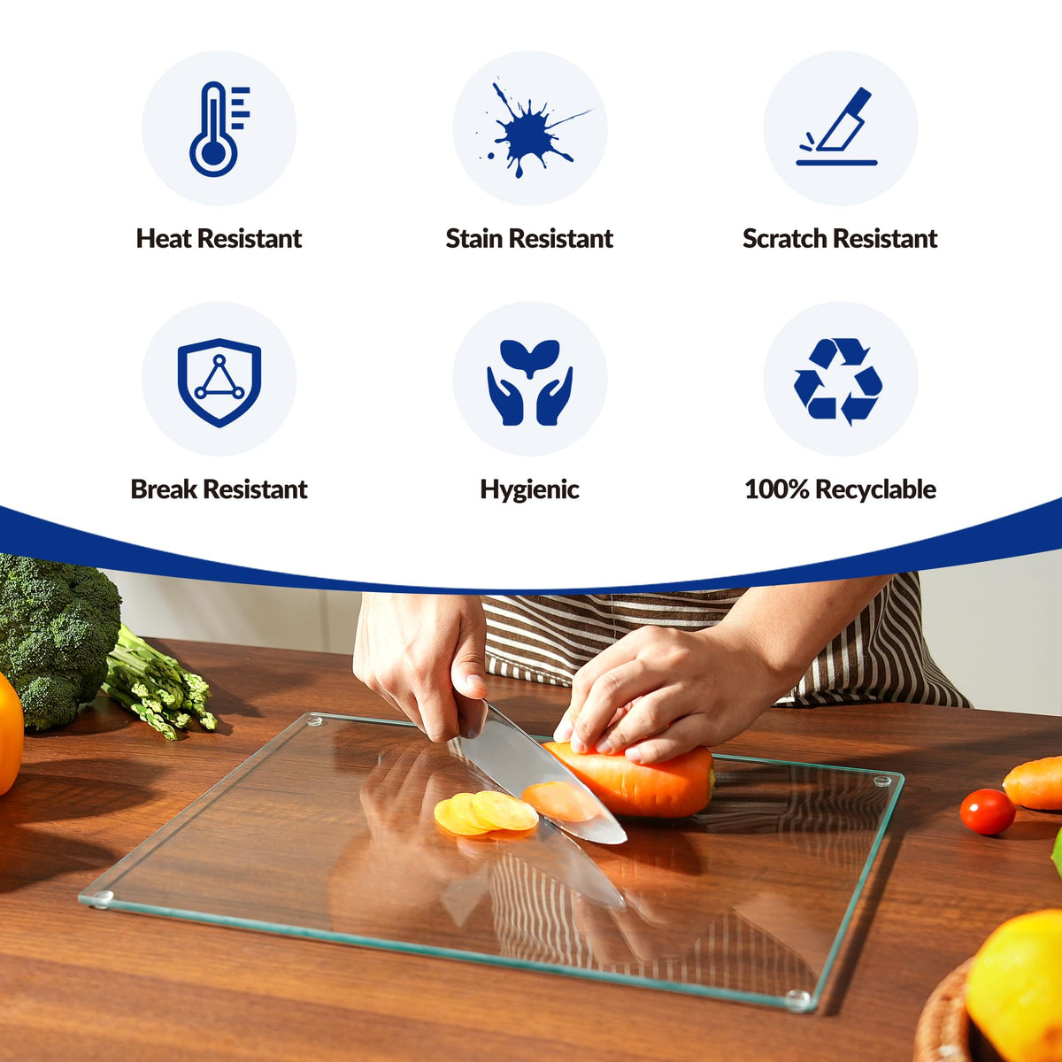 Tempered glass cutting area with scratch-resistant surface by Kitchenville