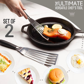 Kitchenware King metal spatula for cast iron; reliable performance on high-heat surfaces.