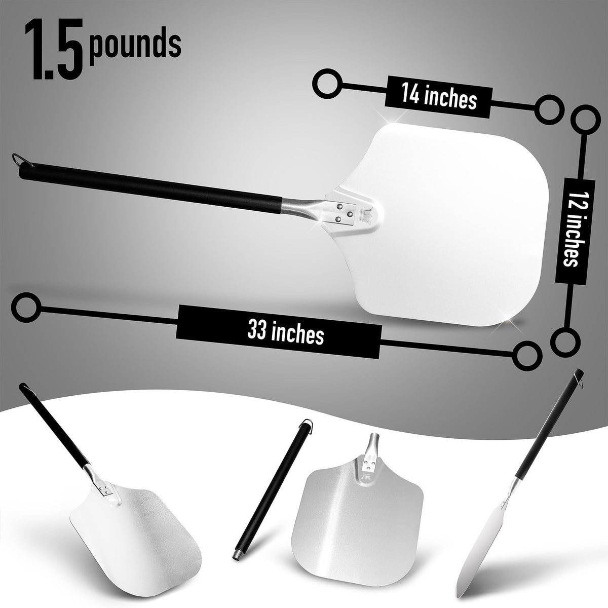 Kitchenware King non-stick surface reduces sticking during pizza launch.