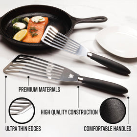 Kitchenware King professional fish spatula small; ideal for eggs and pancakes with precise lifting.