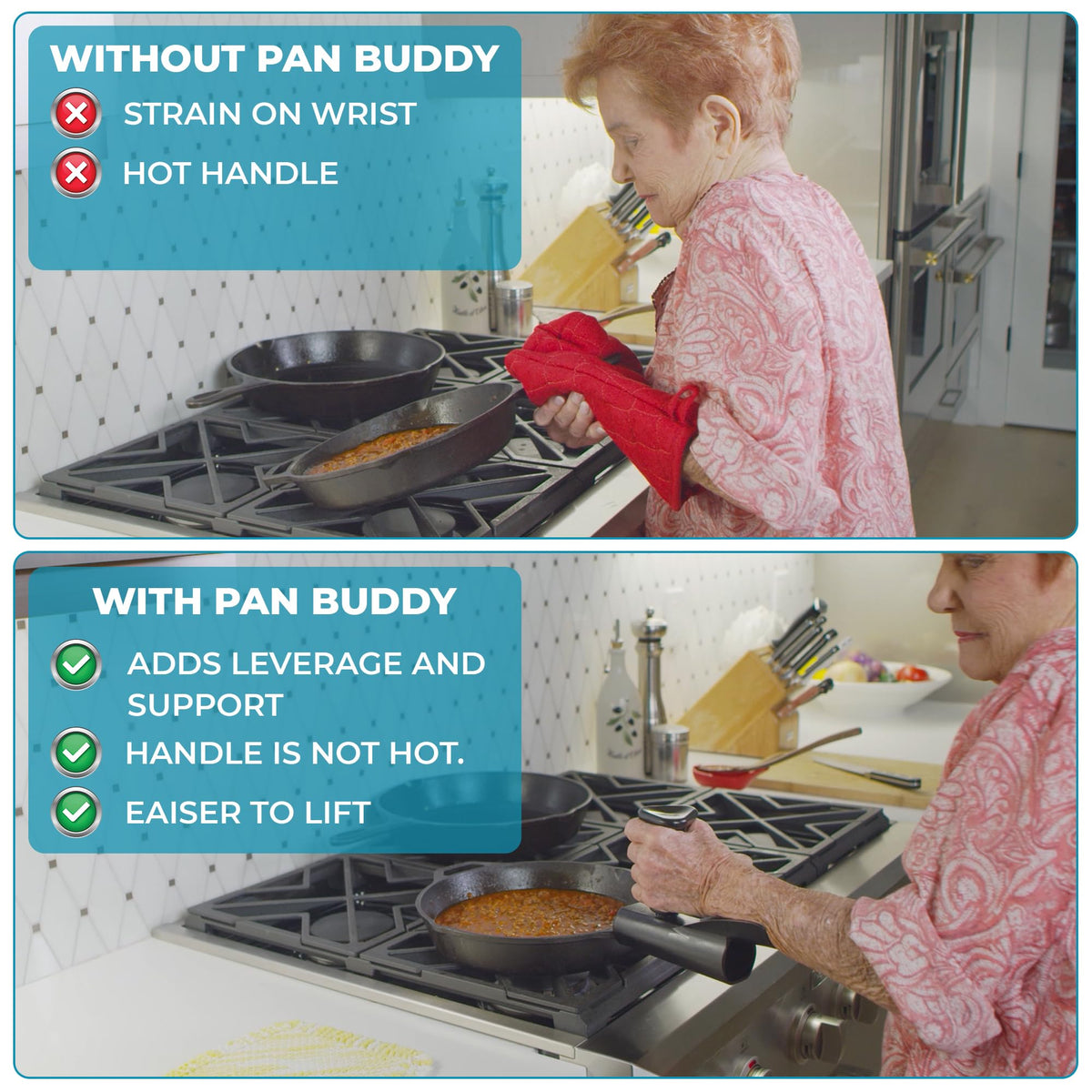 KitchInventions Pan Buddy ideal for cast iron use and heavy skillets