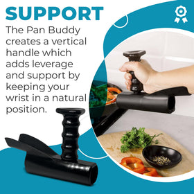 KitchInventions Pan Buddy wrist support stabilizes your wrist during pan lifting