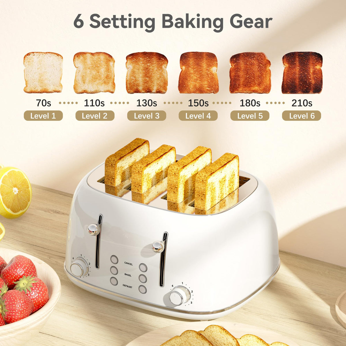 KITCHMIX removable crumb trays enable quick cleanup after breakfast