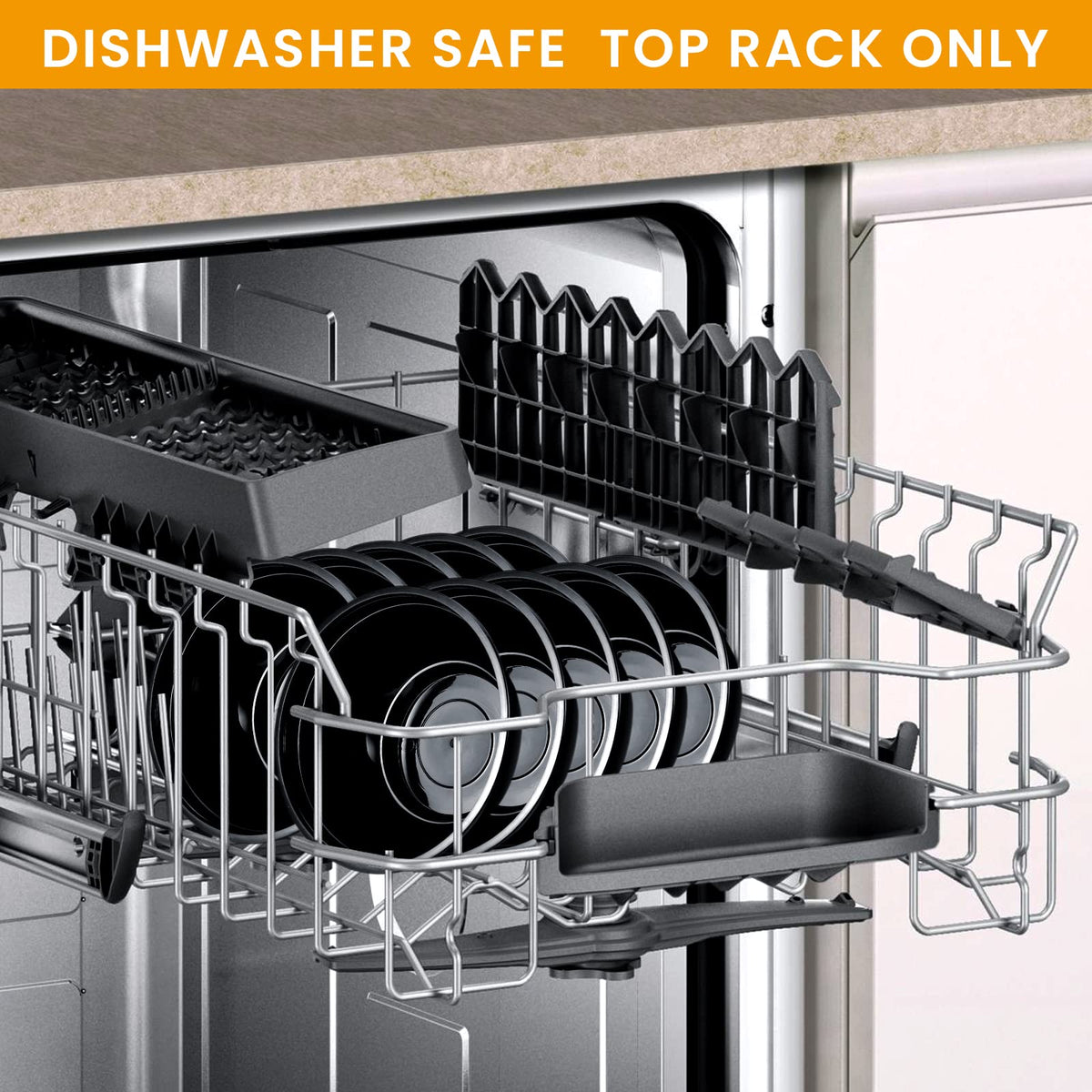 Kitch’nMore stackable meal prep bowls save cabinet space.