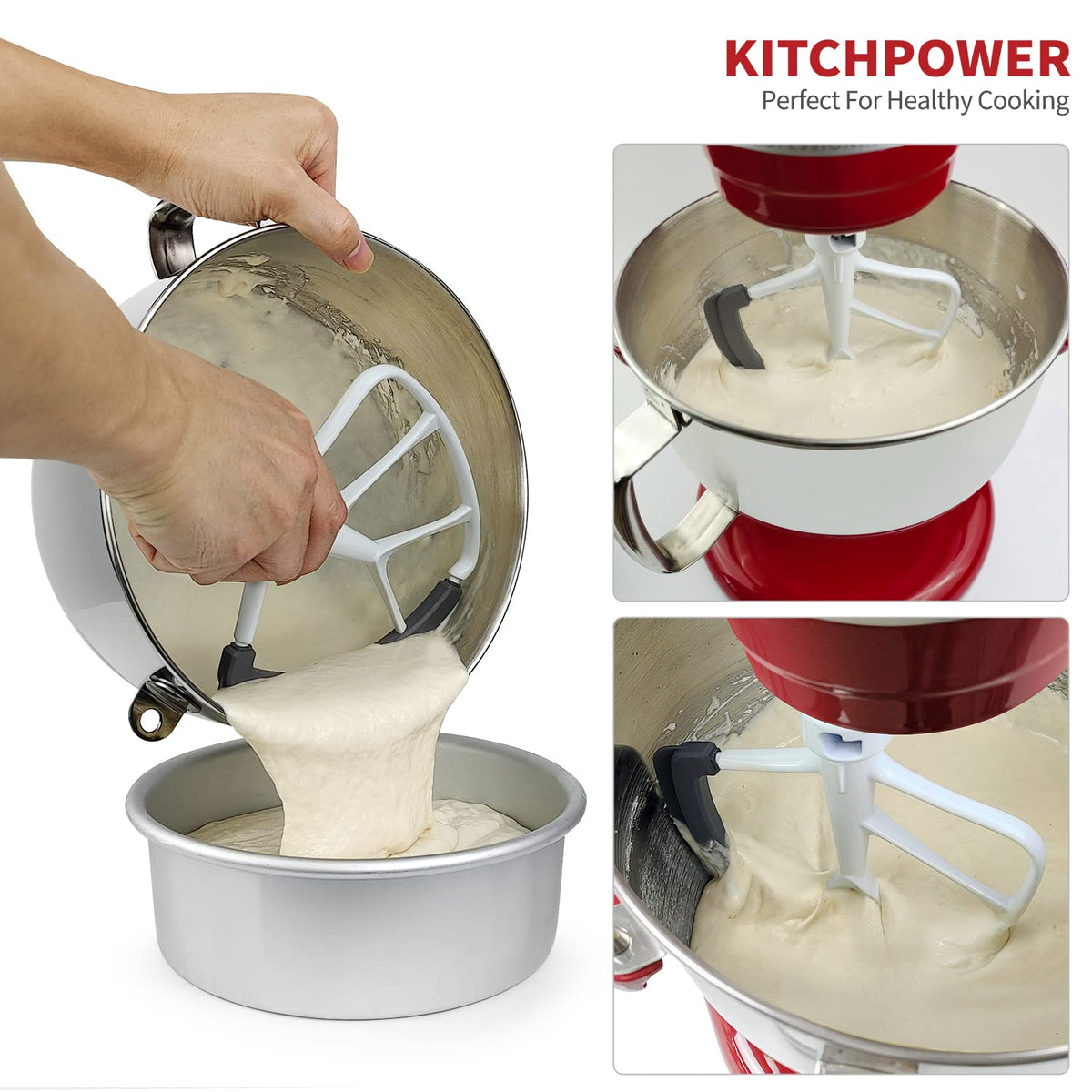 KITCHPOWER 6qt Bowl-Lift attachment demonstrates broad compatibility with KitchenAid models.