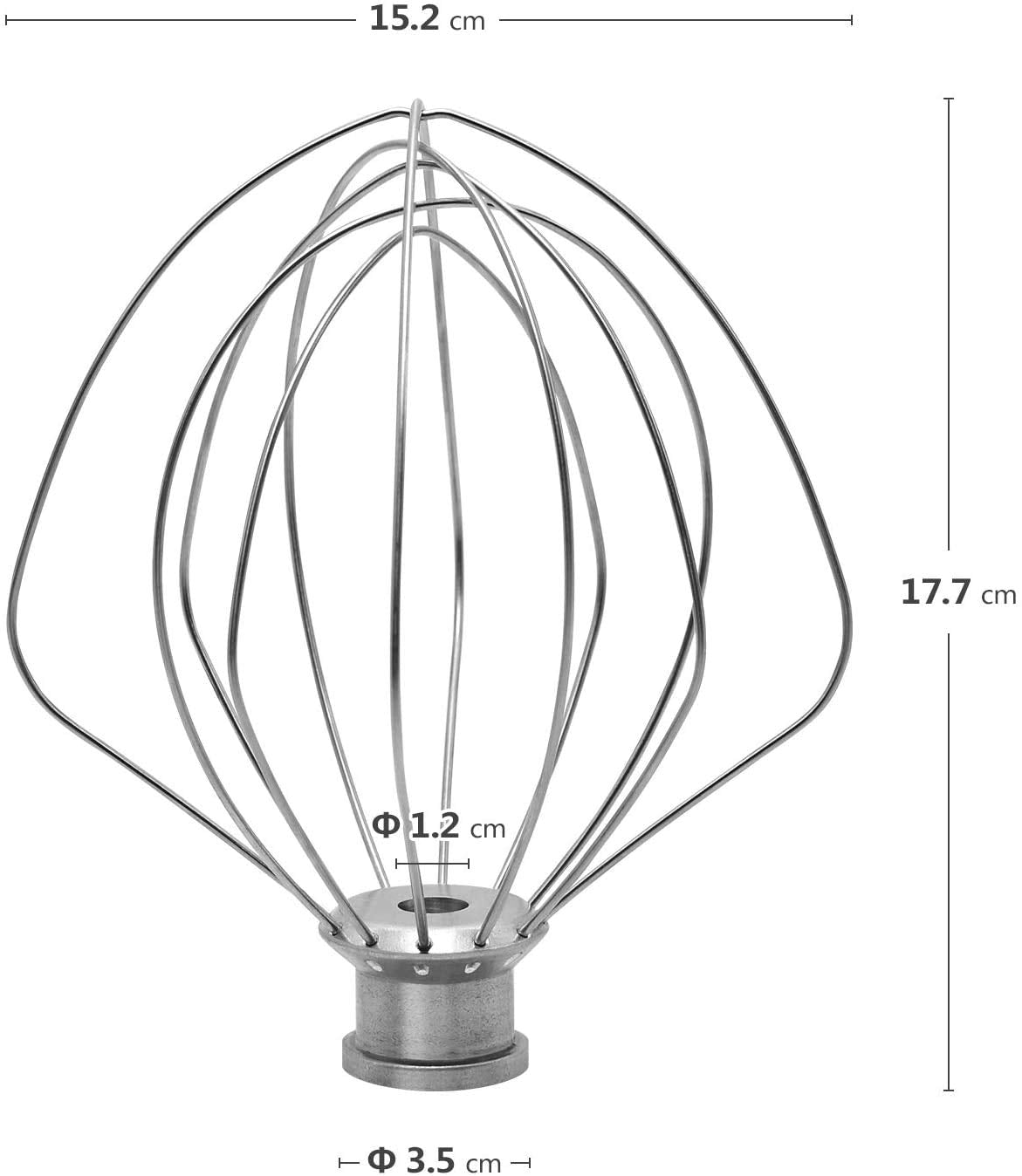 KITCHPOWER KN256WW stainless-steel whisk head close-up shows rustproof quality for long-lasting use