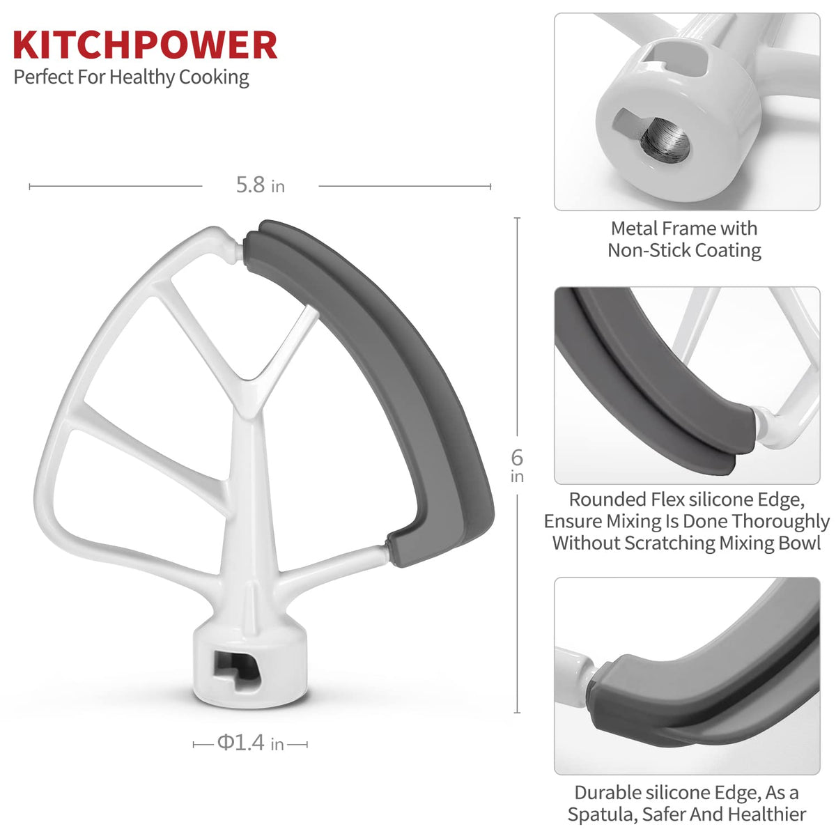KITCHPOWER tilt-head mixer attachment ready for use with KitchenAid