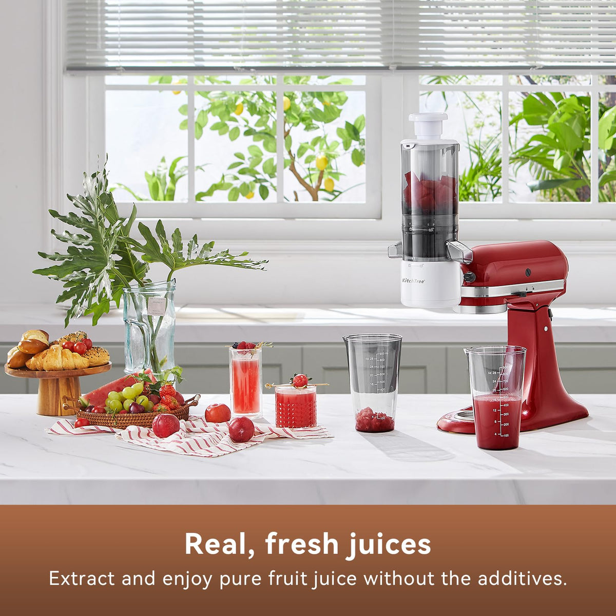 KITCHTREE attachment mounted on KitchenAid for quick setup and easy cleanup.
