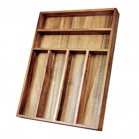 KITEISCAT acacia wood organizer highlights natural grain for warm kitchen storage.