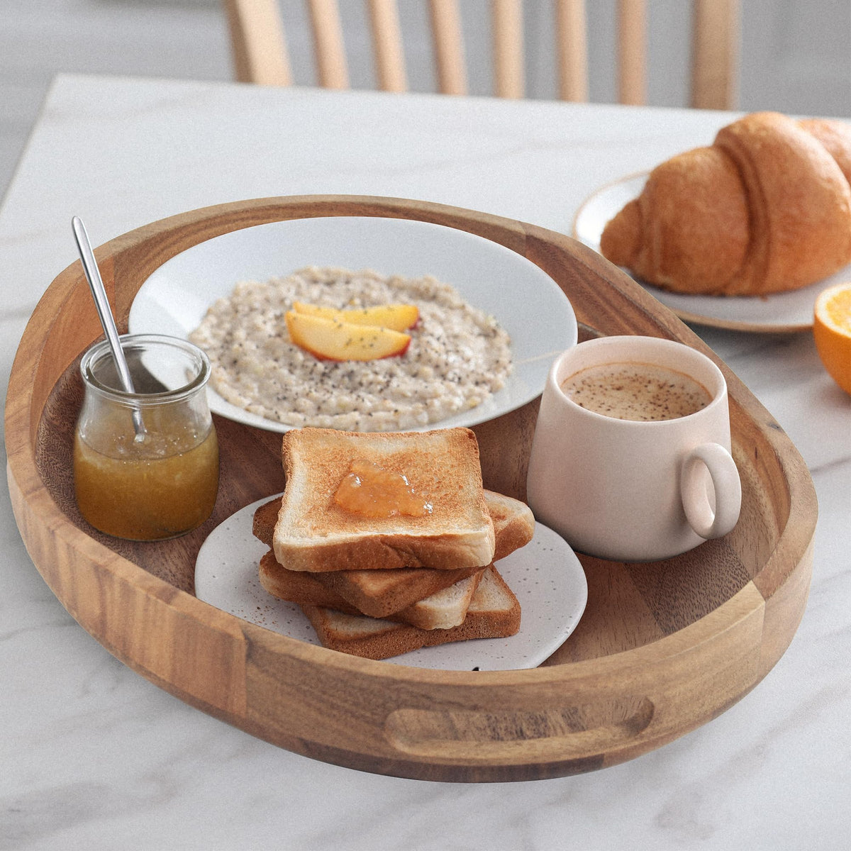 KITEISCAT acacia wood tray for breakfast in bed styling