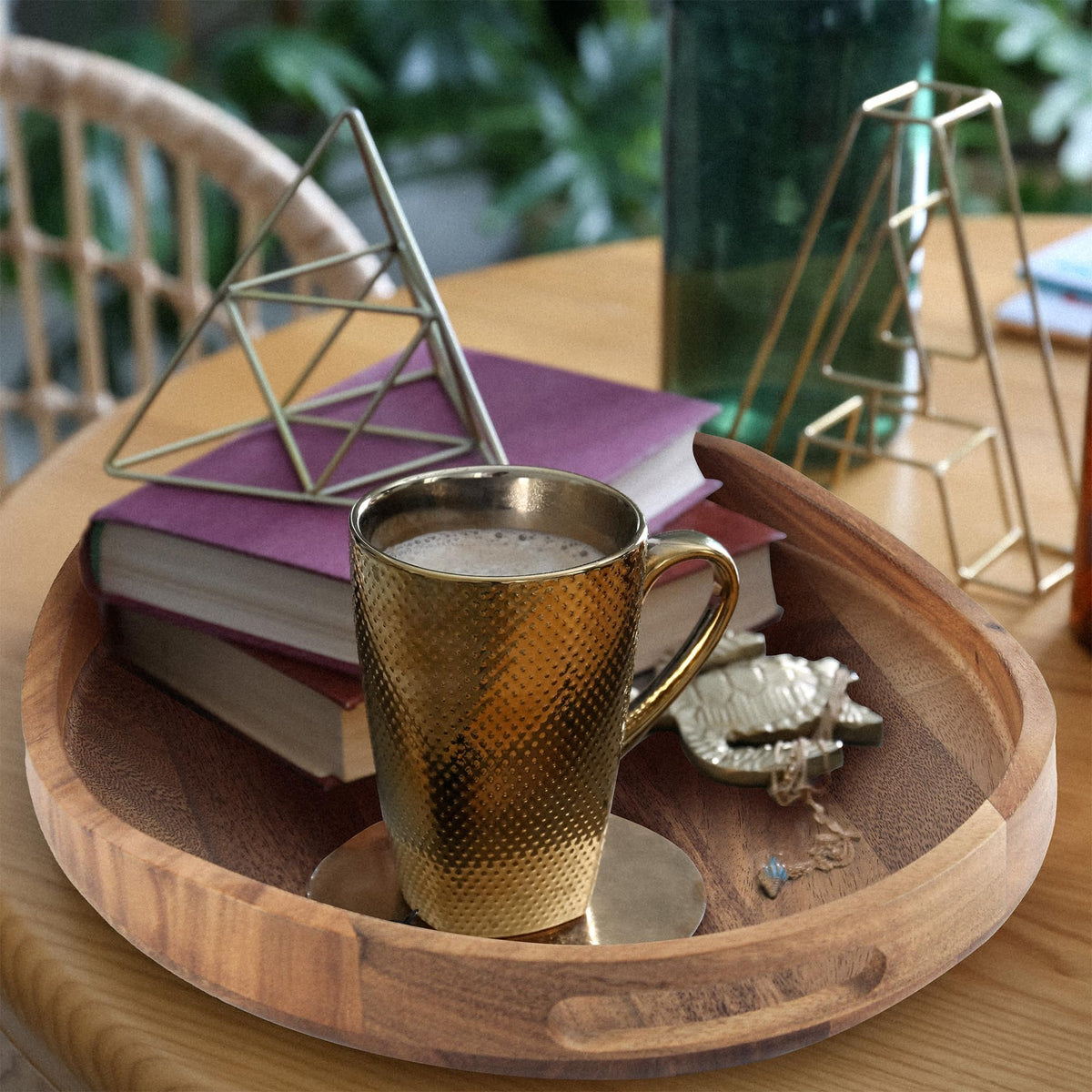 KITEISCAT acacia wood tray on coffee table setup for entertaining