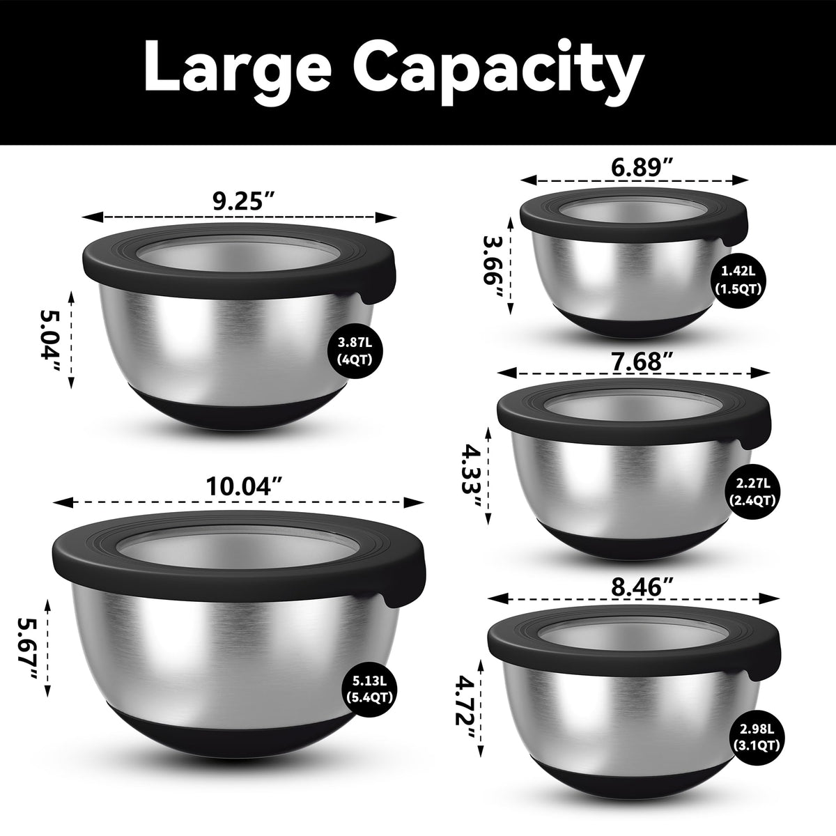 KITEISCAT bowls with non-slip base for stable mixing