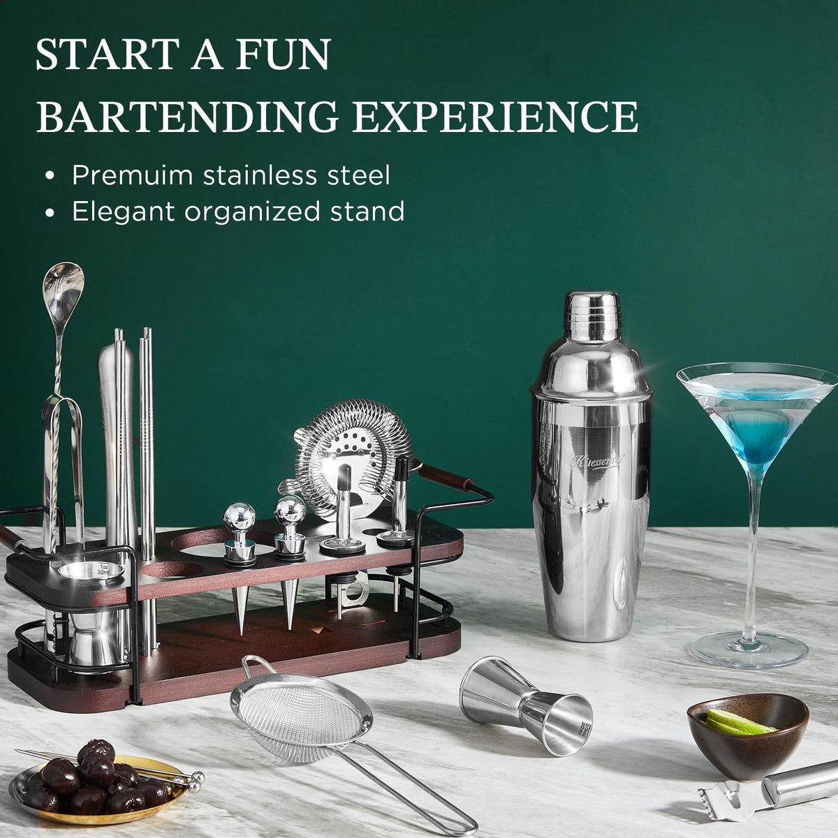 KITESSENSU 304 stainless steel shaker highlights durable, rust-resistant performance.