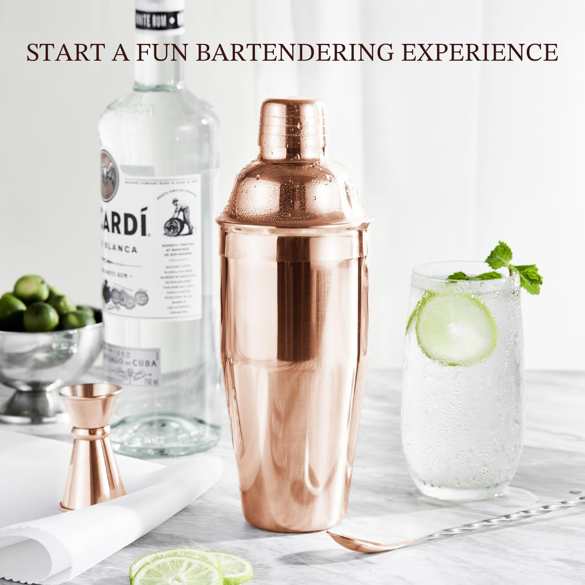 KITESSENSU bartending kit rose gold for stylish home mixology