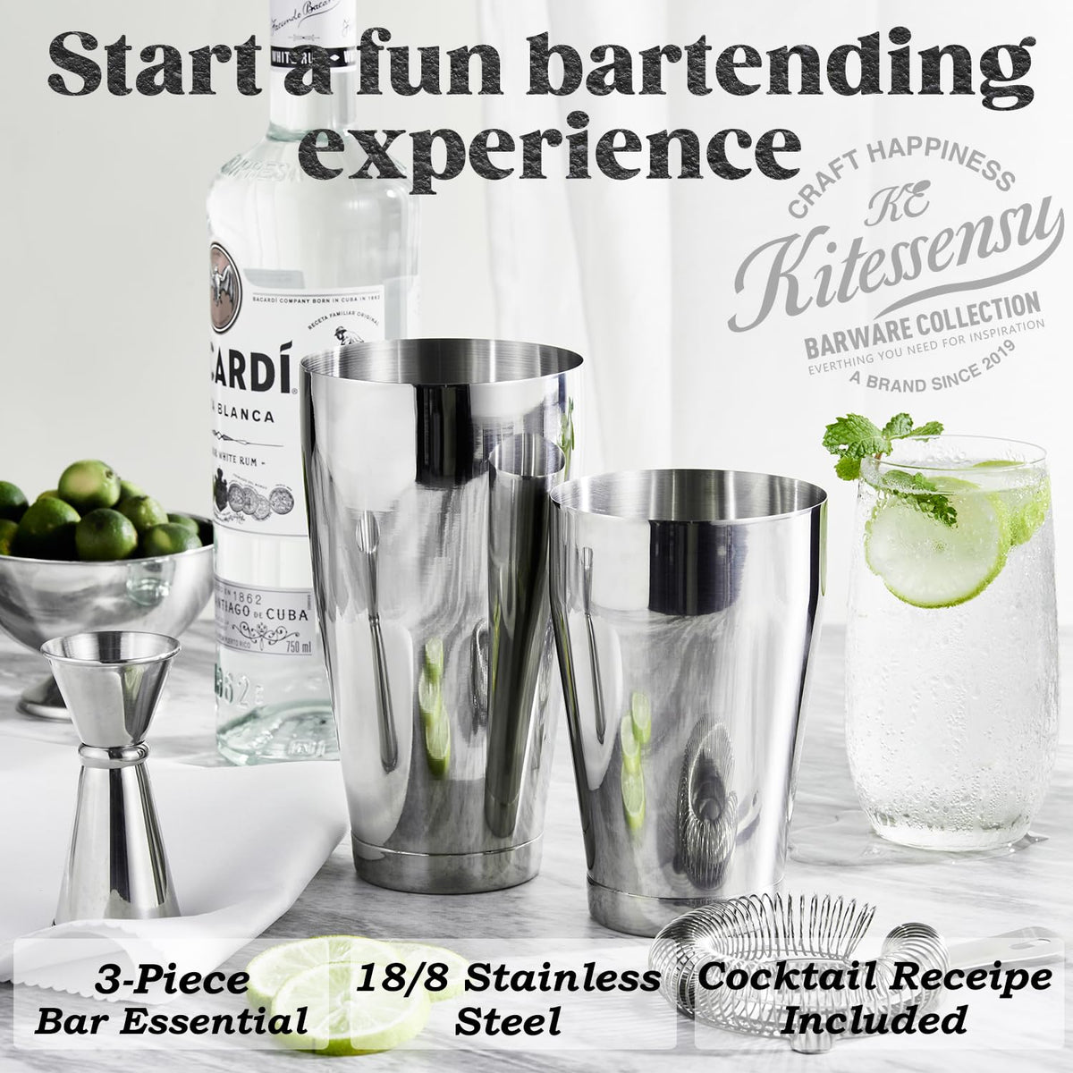 Kitessensu Boston shaker 28oz for batch-friendly mixing and serving
