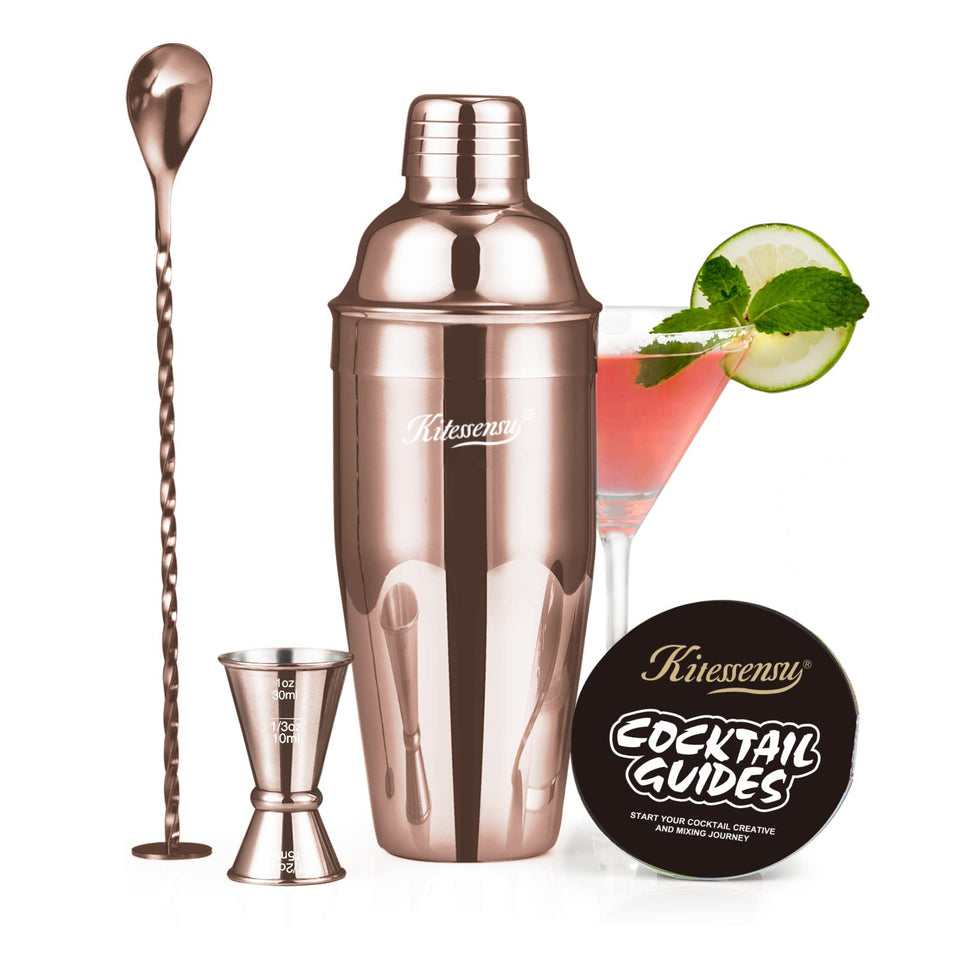 KITESSENSU cocktail shaker rose gold 25oz for smooth mixing and precise pours
