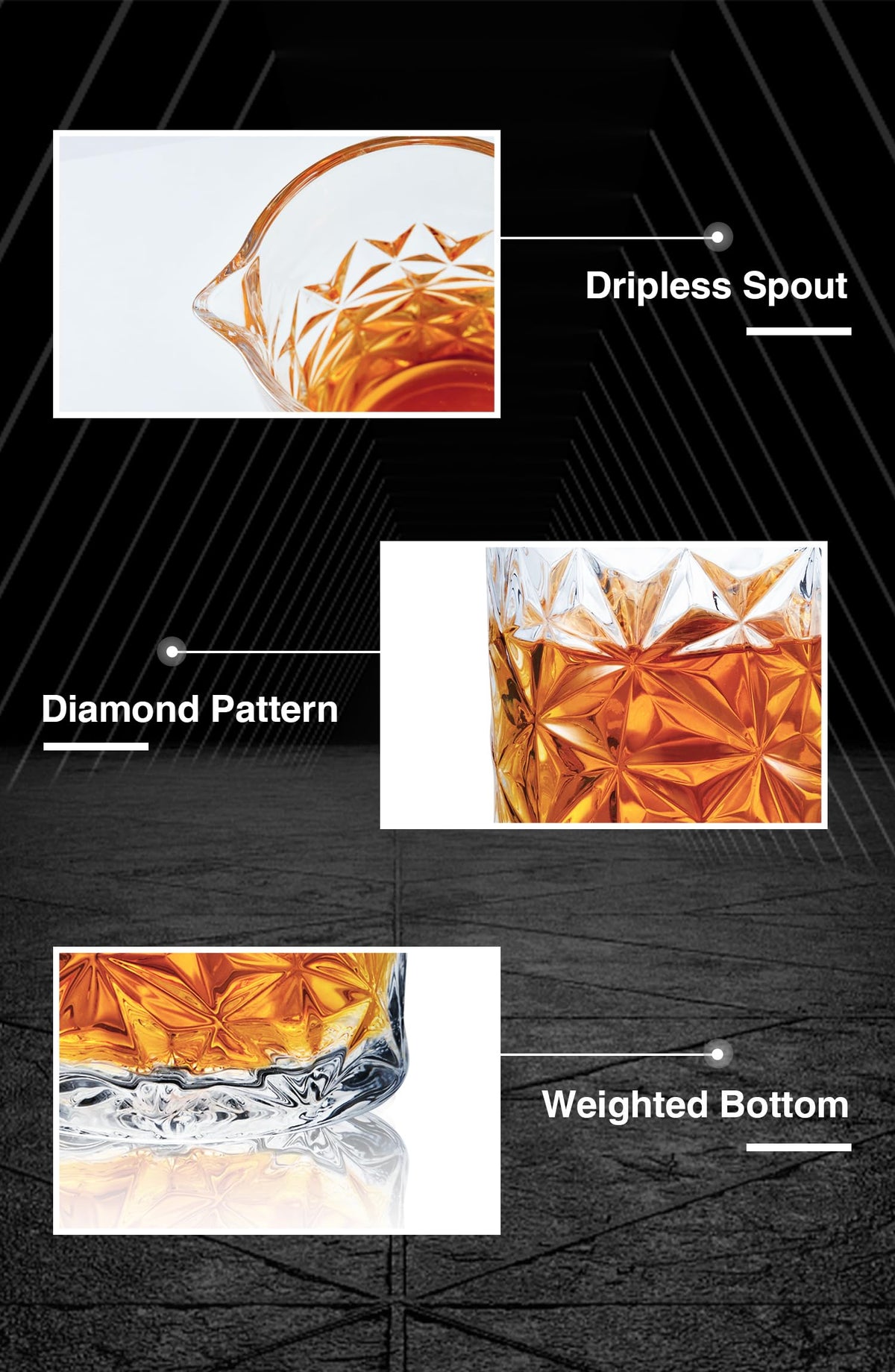 KITESSENSU lead-free crystal mixing glass for a pure, safe tasting experience.
