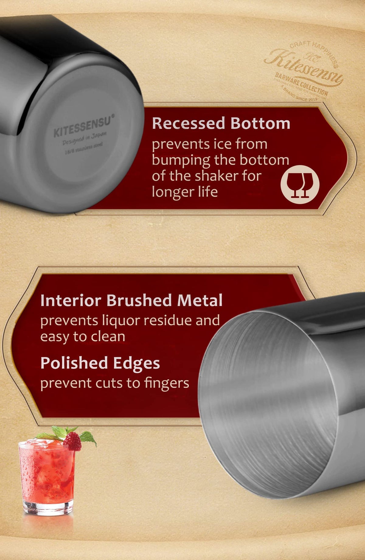 KITESSENSU leak-proof design keeps liquids contained during shaking