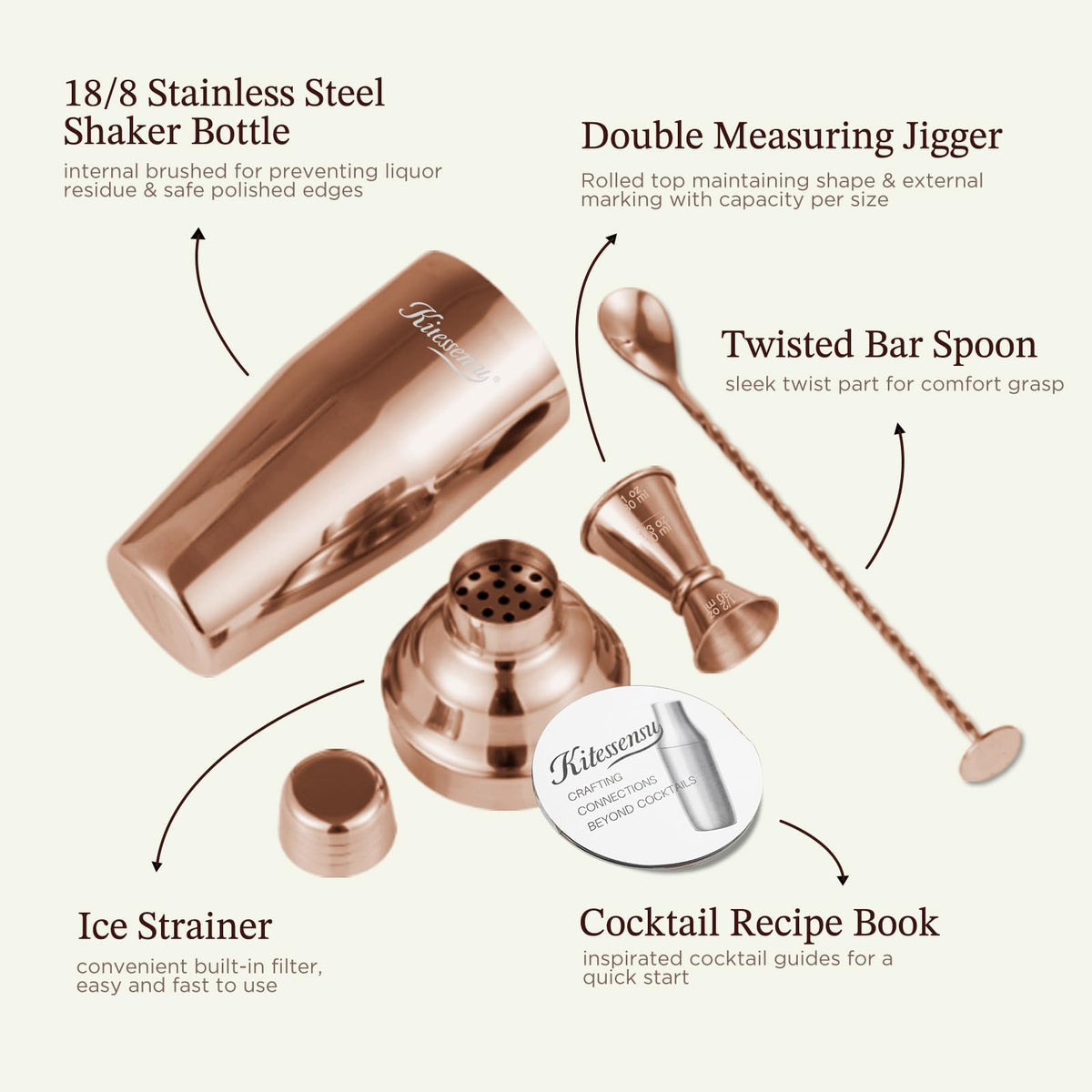 KITESSENSU measuring jigger with 1oz markings for accurate recipes