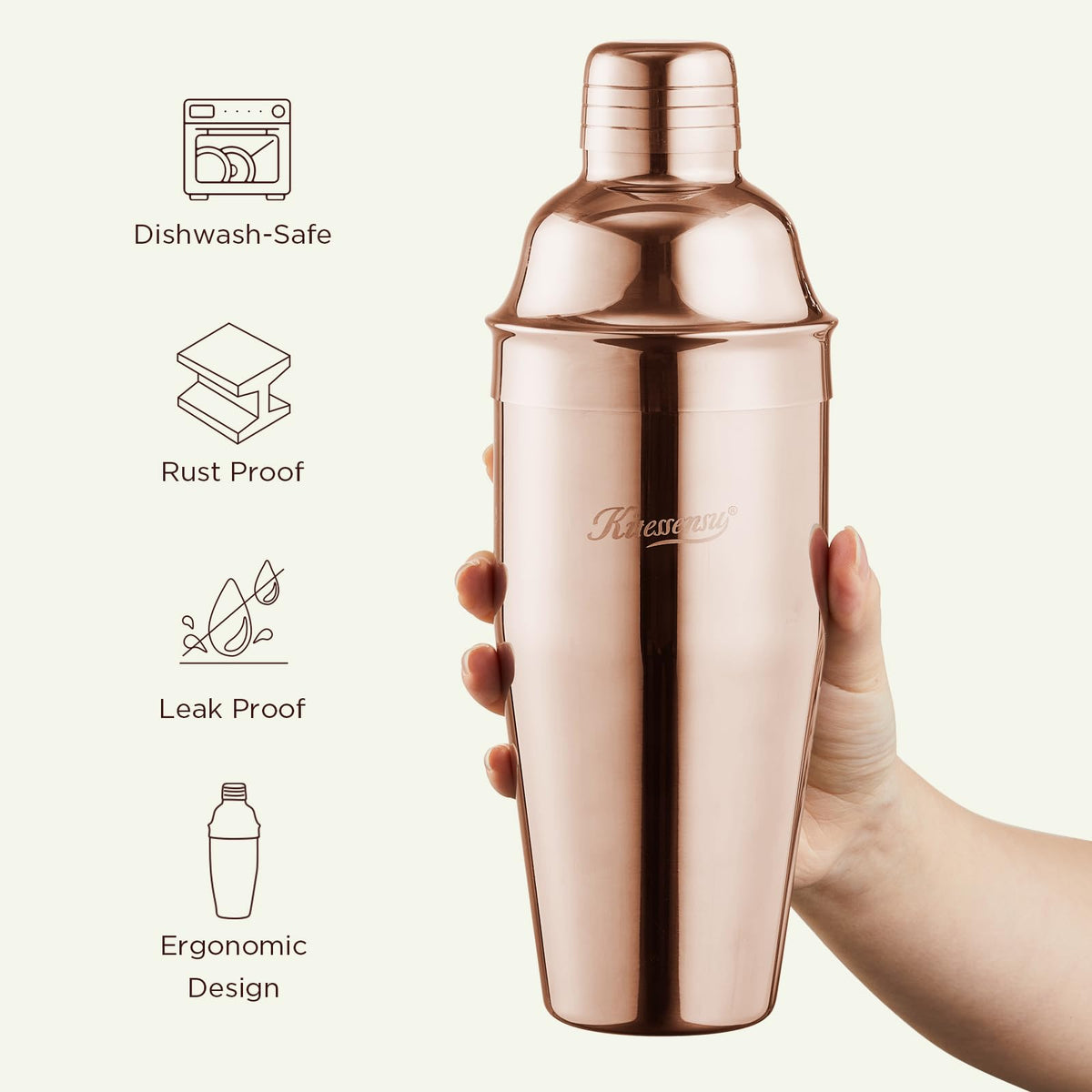 KITESSENSU stainless steel shaker 0.8mm thick for durability