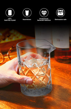 KITESSENSU weighted-base mixing glass stays steady, reducing wobble while blending ingredients.