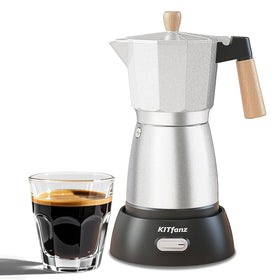 KITfanz electric moka pot silver side view for authentic coffee at home