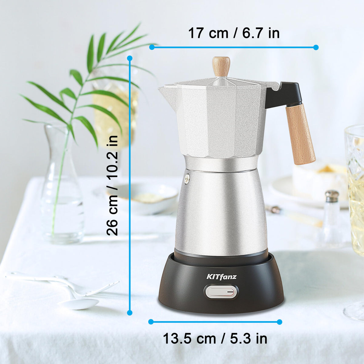 Portable KITfanz electric moka pot ready for use