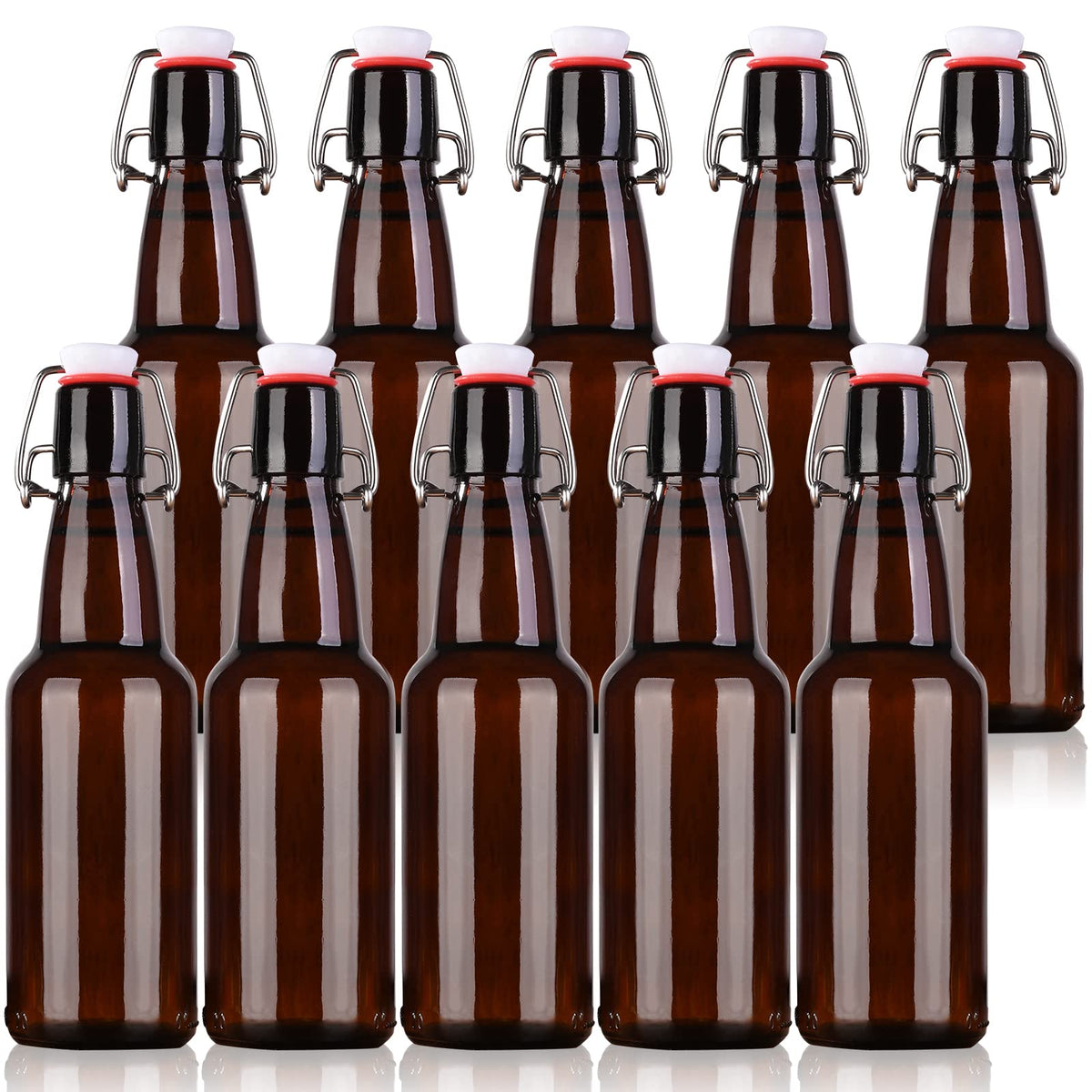 KITGLASCUP amber bottle with swing cap close-up for airtight storage.