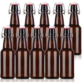 KITGLASCUP amber bottle with swing cap close-up for airtight storage.