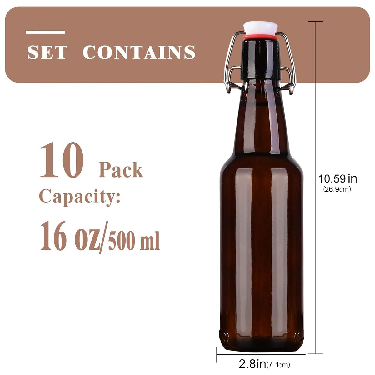 KITGLASCUP amber swing-top bottle storing vanilla extract with secure closure.