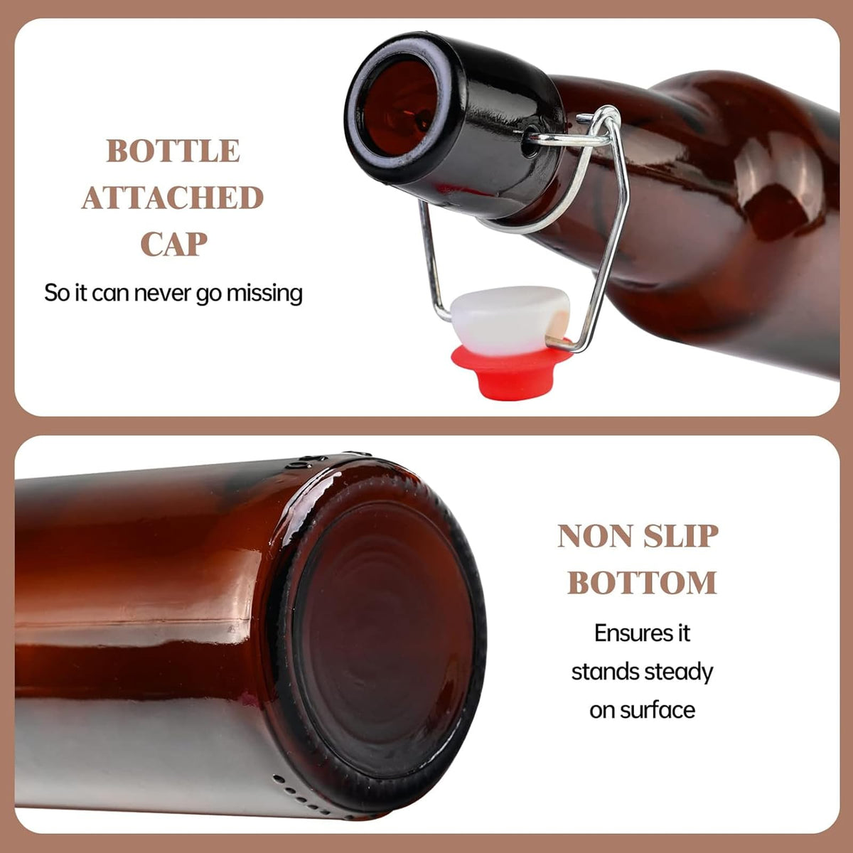 KITGLASCUP amber bottle designed for beverages and water with easy pour.