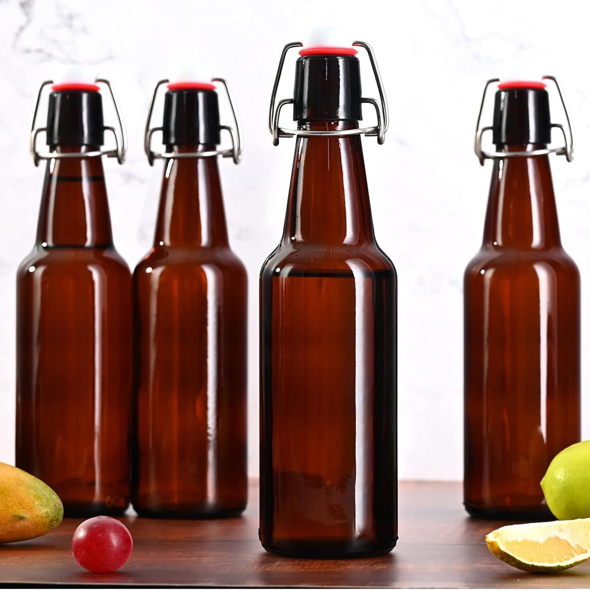 KITGLASCUP reusable amber bottle for long-term storage and fermentation.