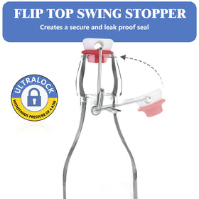 Close-up of swing-top lid ensuring airtight seal for fresh beverages.