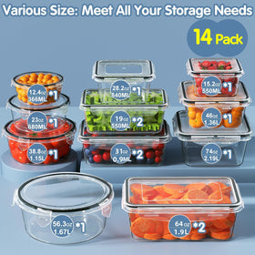 KITHELP BPA-free food storage containers with clear bodies and silicone seals.