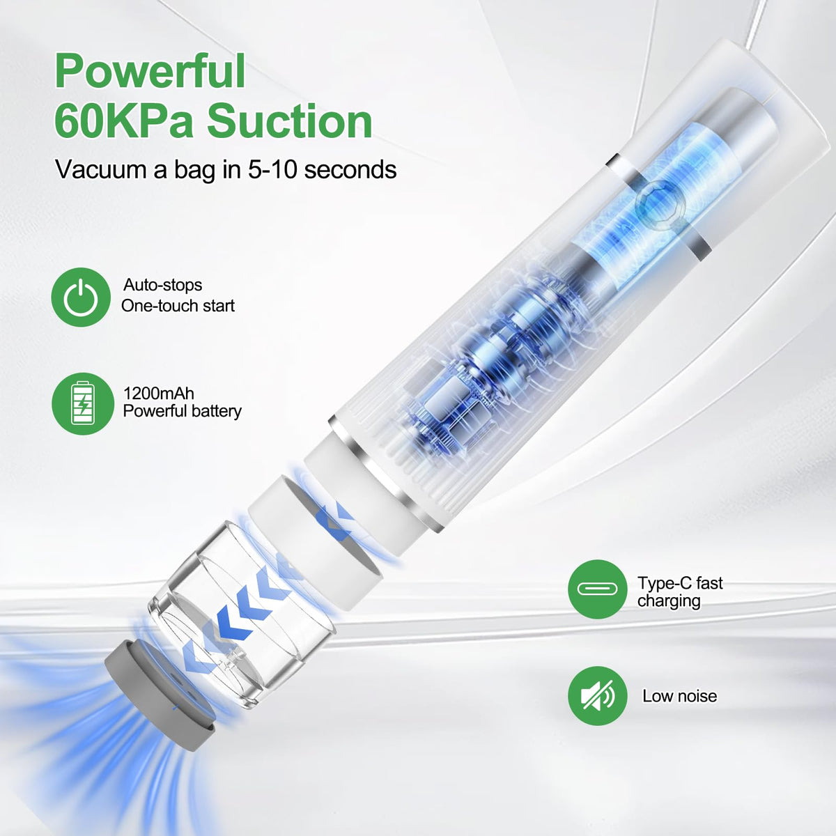 KITHELP Vacuum Sealer with 60kPa suction for fast, secure bag sealing.